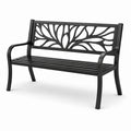 Banco de jardín de metal negro con diseño decorativo 127 cm