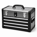Caja de herramientas de metal con 3 cajones 52x22x30 cm negra