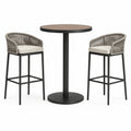 Conjunto de comedor exterior de aluminio y cuerda gris