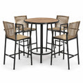 Conjunto de bar de aluminio con mesa de madera y sillas de polipropileno