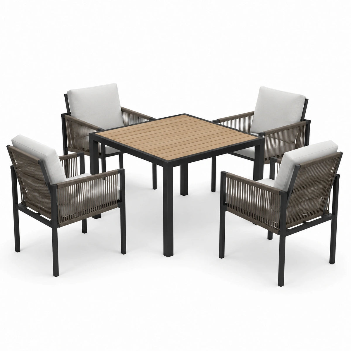Conjunto de jardín de aluminio con sillones y mesa auxiliar