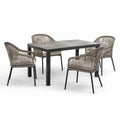 Conjunto de comedor de jardín con 8 sillas y mesa de cerámica gris 200 cm
