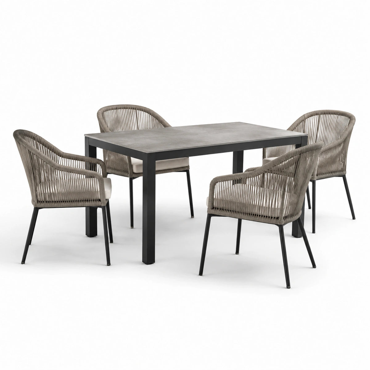 Conjunto de comedor de jardín con 8 sillas y mesa de cerámica gris 200 cm