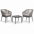 Conjunto de jardín 3 piezas aluminio mesa y sillones con cojines gris claro