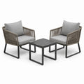 Conjunto de jardín de aluminio con sillones y mesa de acacia