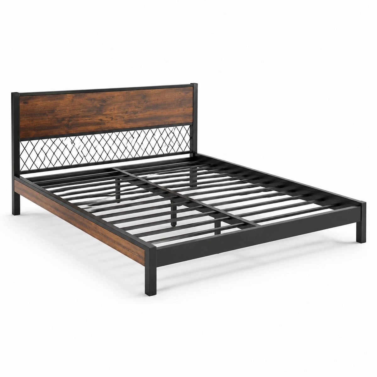 Cama de metal y poliuretano negro 200x160 cm