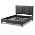 Cama doble de madera y metal con cabecero de poliéster y patas doradas